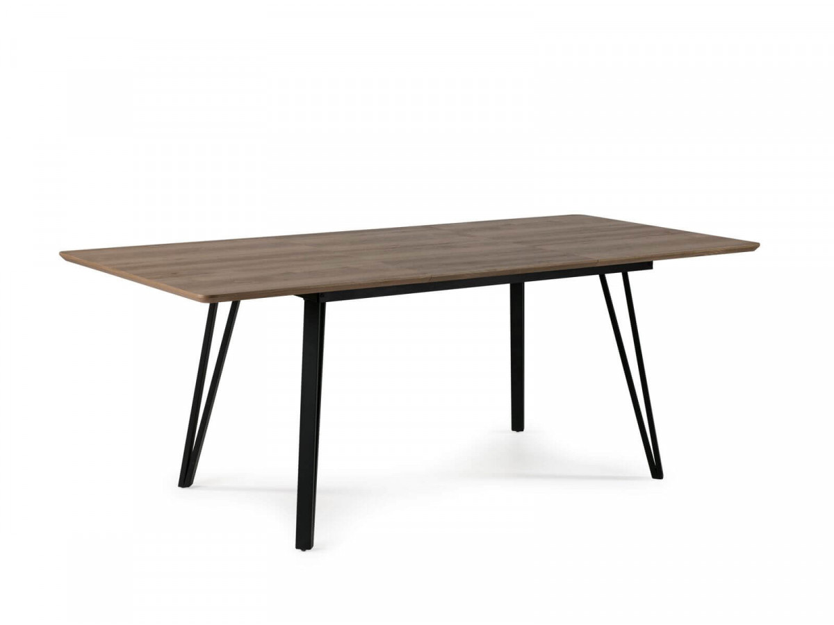 Table extensible 140 à 200 cm BOGOTA Couleur bois Chêne rustique et Noir