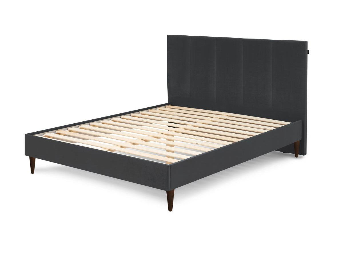 Rama łóżka VIVARA z listwami z litego drewna i nóżkami z drewna wenge 160 x 200 cm