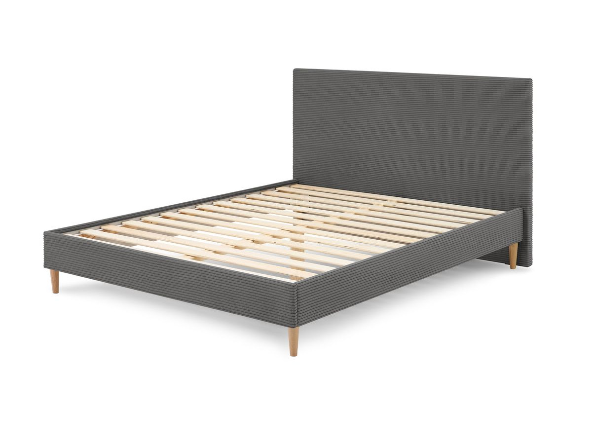 Rama łóżka ANJA z listwami z litego drewna i nóżkami z drewna naturalnego 160 x 200 cm
