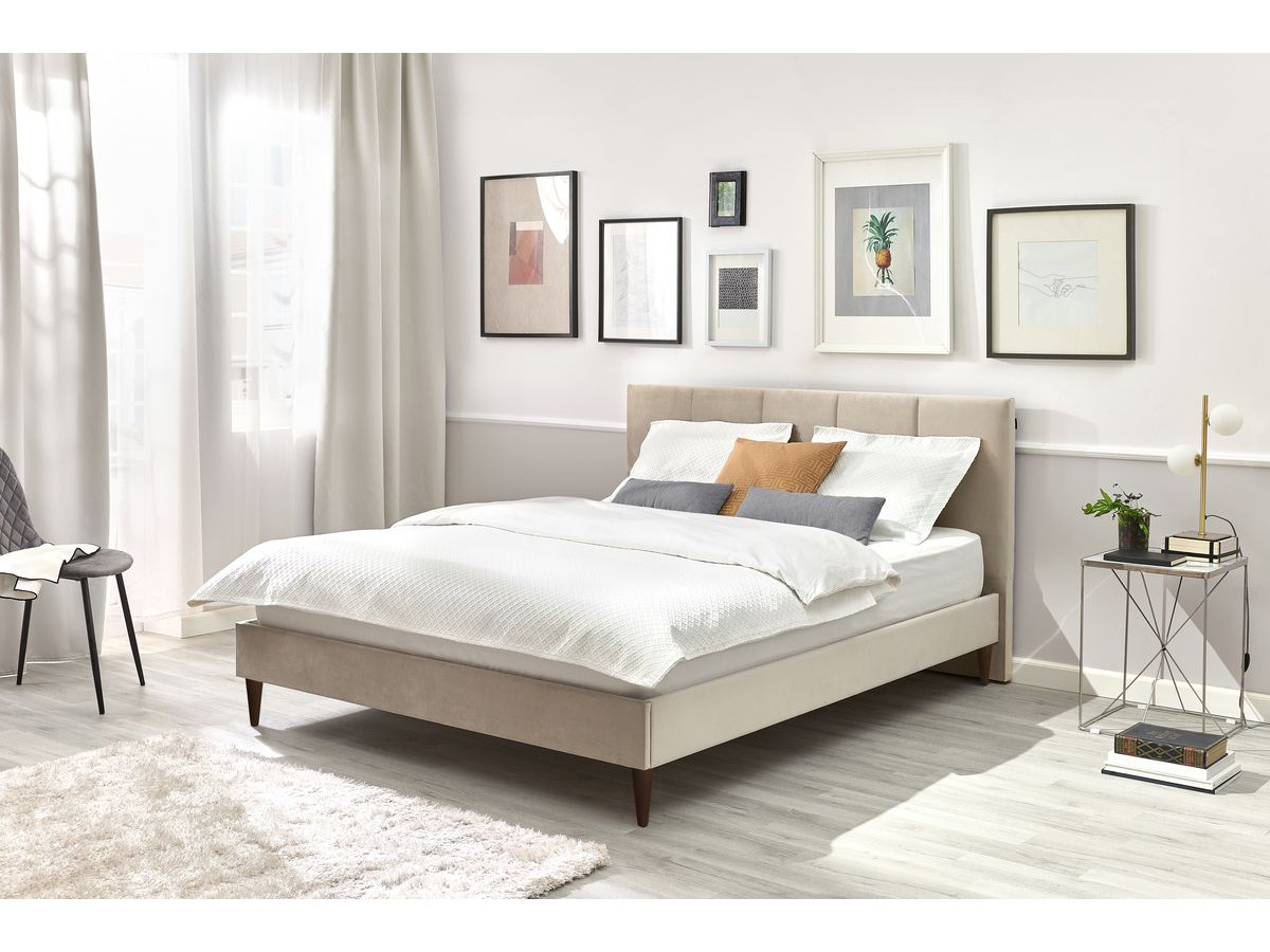 Rama łóżka VIVARA z listwami z litego drewna i nóżkami z drewna wenge 180 x 200 cm