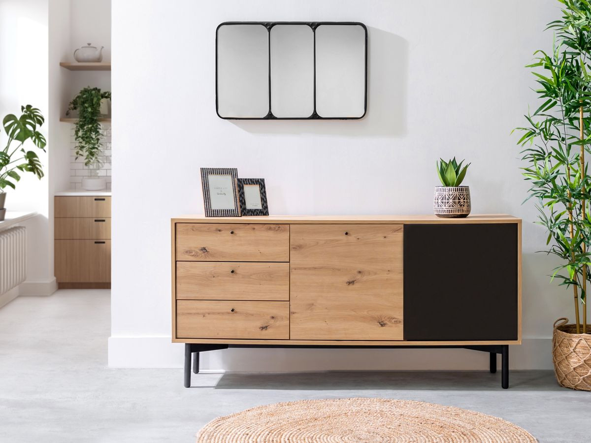 Buffet bas 151 cm FOLOW Chêne et Noir