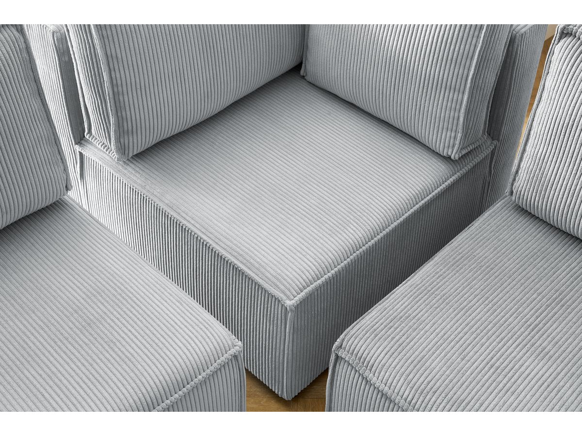 Canapé d'angle fixe modulable XL NIHAD tissu velours côtelé