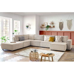 Modułowa sofa narożna XL NIHAD tkanina sztruksowa z podnóżkiem