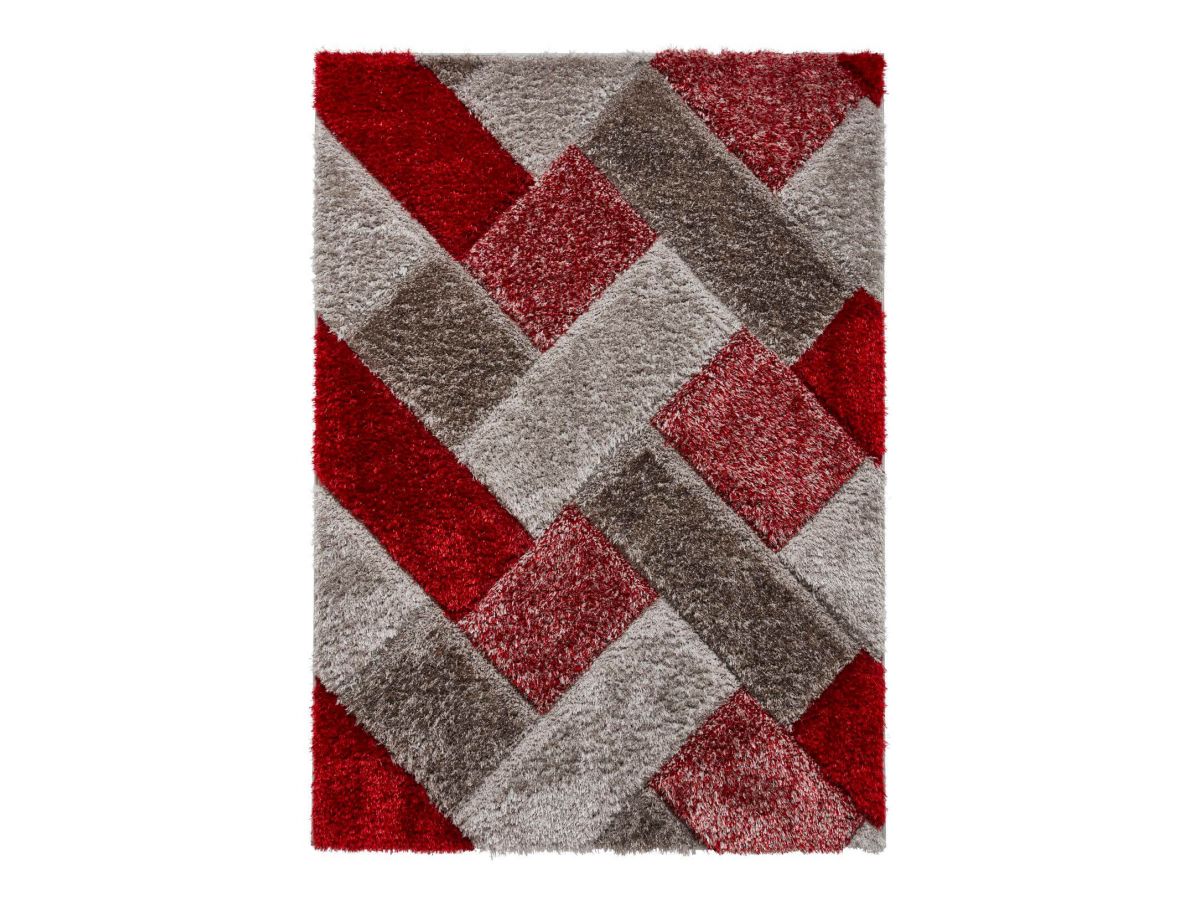 Tapis poil shaggy rectangulaire AMANDA motif graphique