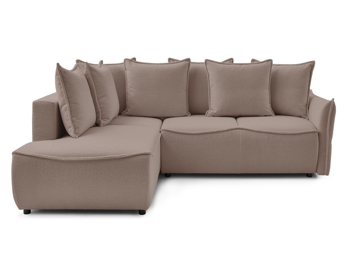 Canapé d'angle L convertible LEON tissu bouclette