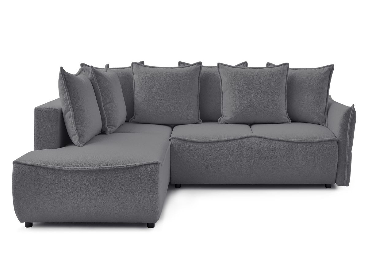 Canapé d'angle L convertible LEON tissu bouclette