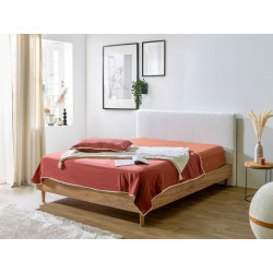 Łóżko 140 x 190 LOVELY z listwami i tkaniną bouclette