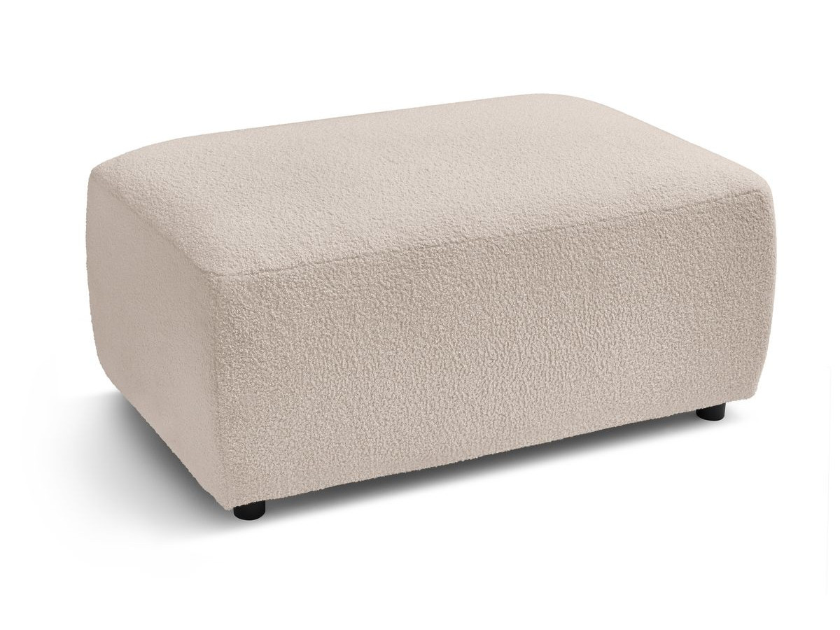 Canapé d'angle convertible réversible coffre tablette ENVY tissu bouclette avec pouf rectangulaire