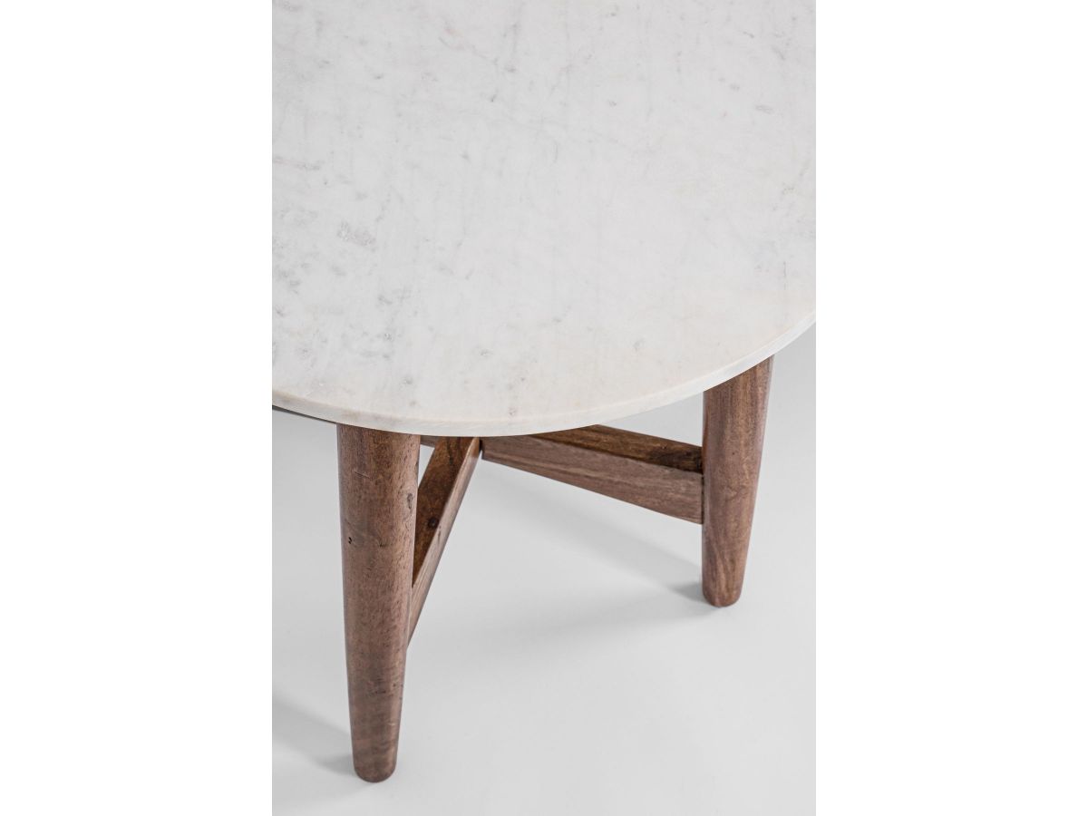 Table basse 52 cm MONET Acacia et marbre blanc