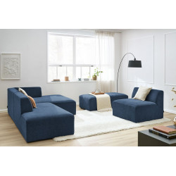 MEGEVE modułowa sofa narożna w tkaninie teksturowanej z 1 siedziskiem i 1 podnóżkiem