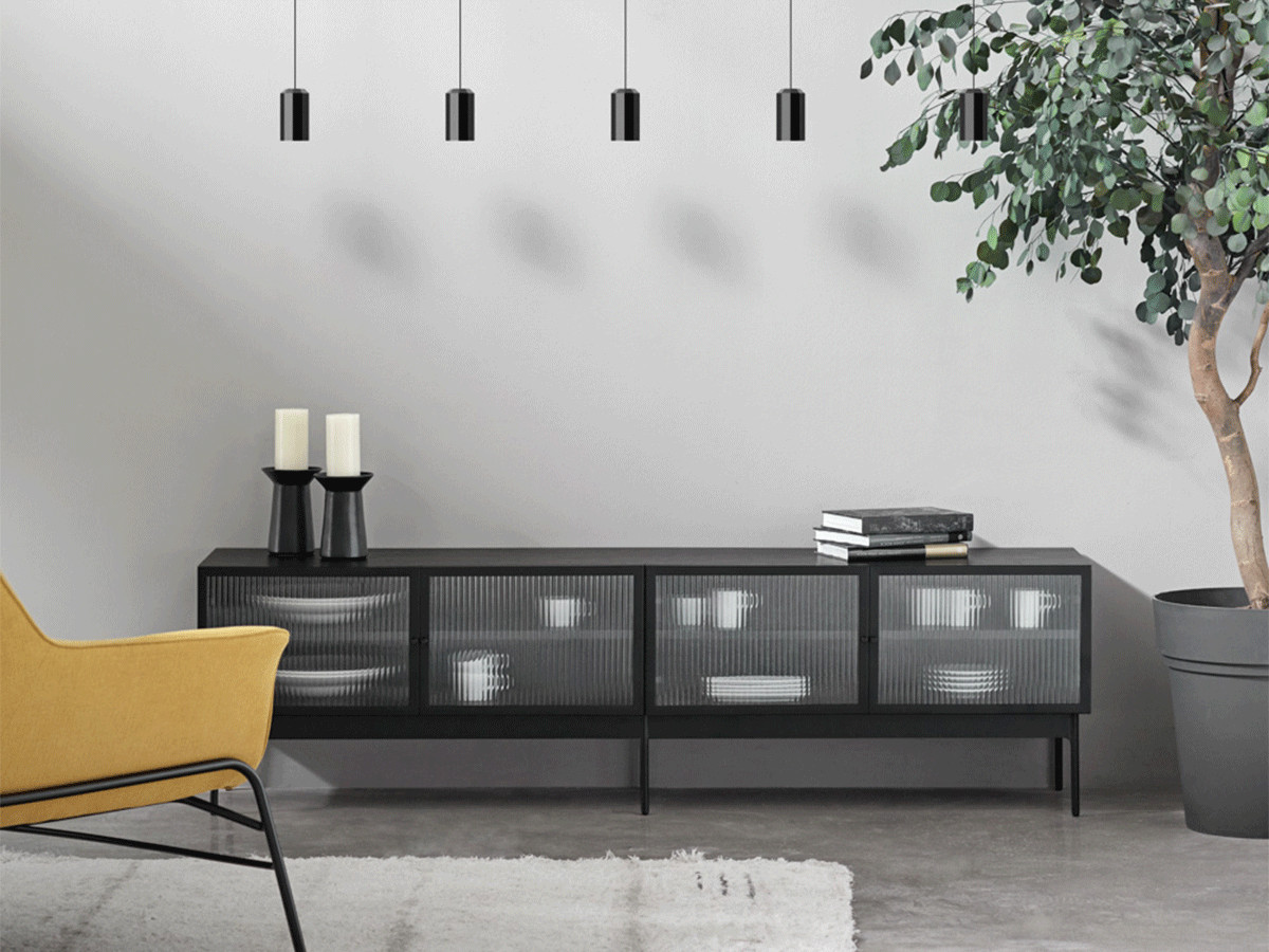 Meuble TV 4 portes 180 cm BLUR noir