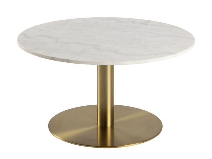 Table basse ronde EVIE marbre blanc pied métal