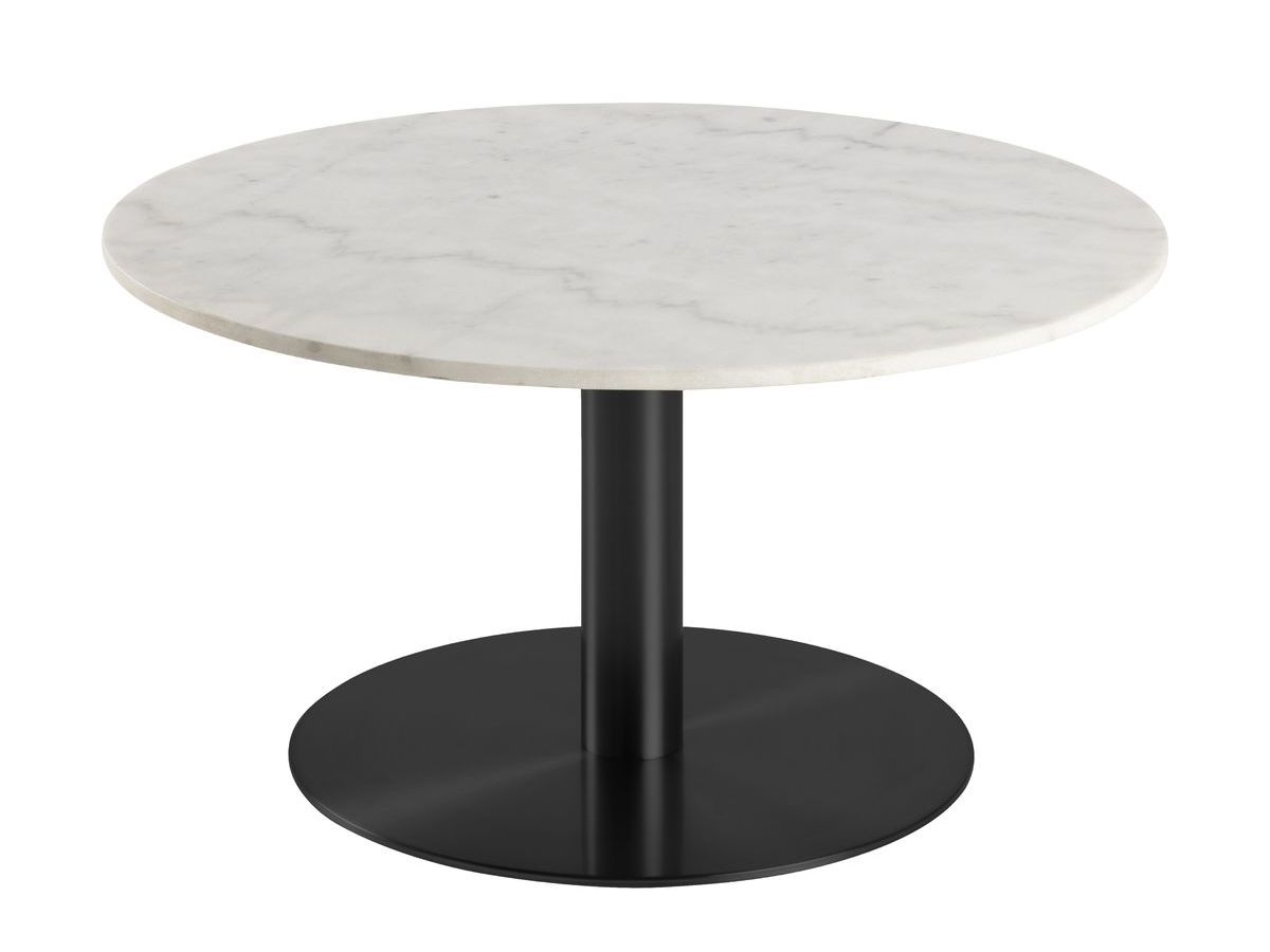 Table basse ronde EVIE marbre blanc pied métal