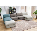 Canapé panoramique fixe 100% modulable PARIS tissu avec 2 chauffeuses, 2 méridiennes, 1 pouf