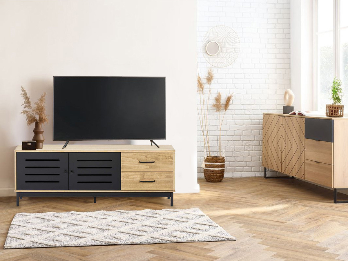 Meuble TV design en bois et métal Woodman - STRIPE