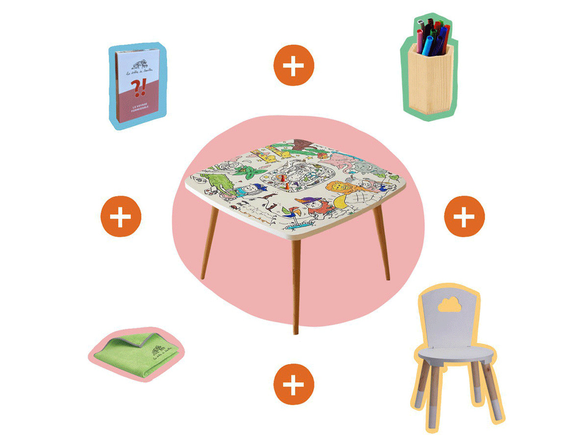 Coloritable L'ATELIER DES ARTISTES + 2 chaises