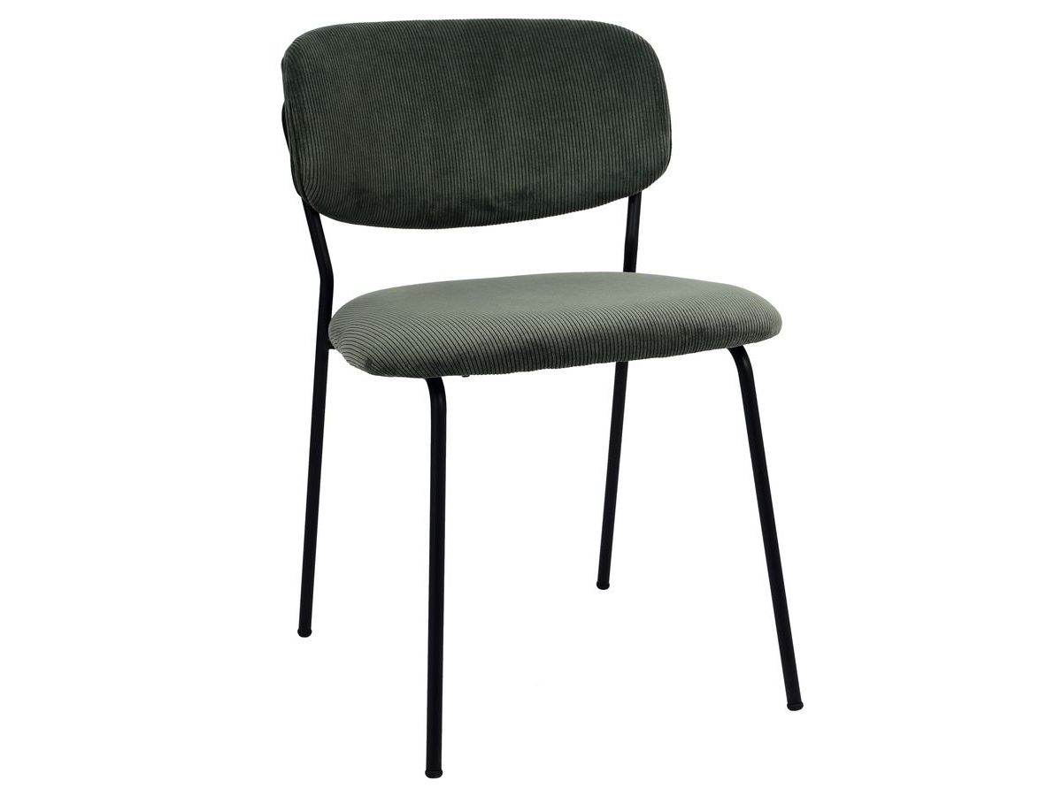 Lot de 2 chaises ANDREA velours côtelé et pieds noirs