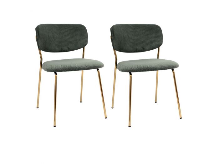 Lot de 2 chaises ANDREA velours côtelé et pieds or