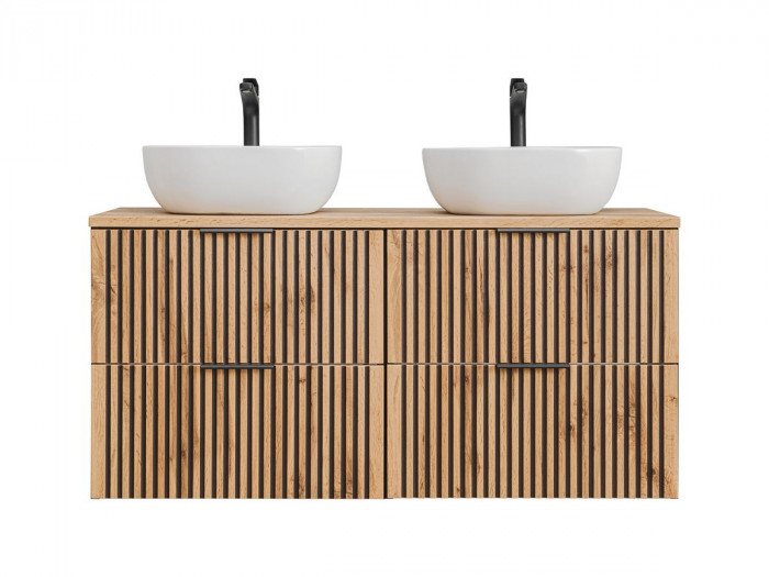 Meuble de salle de bain 120 cm AXEL avec vasques à poser bois clair