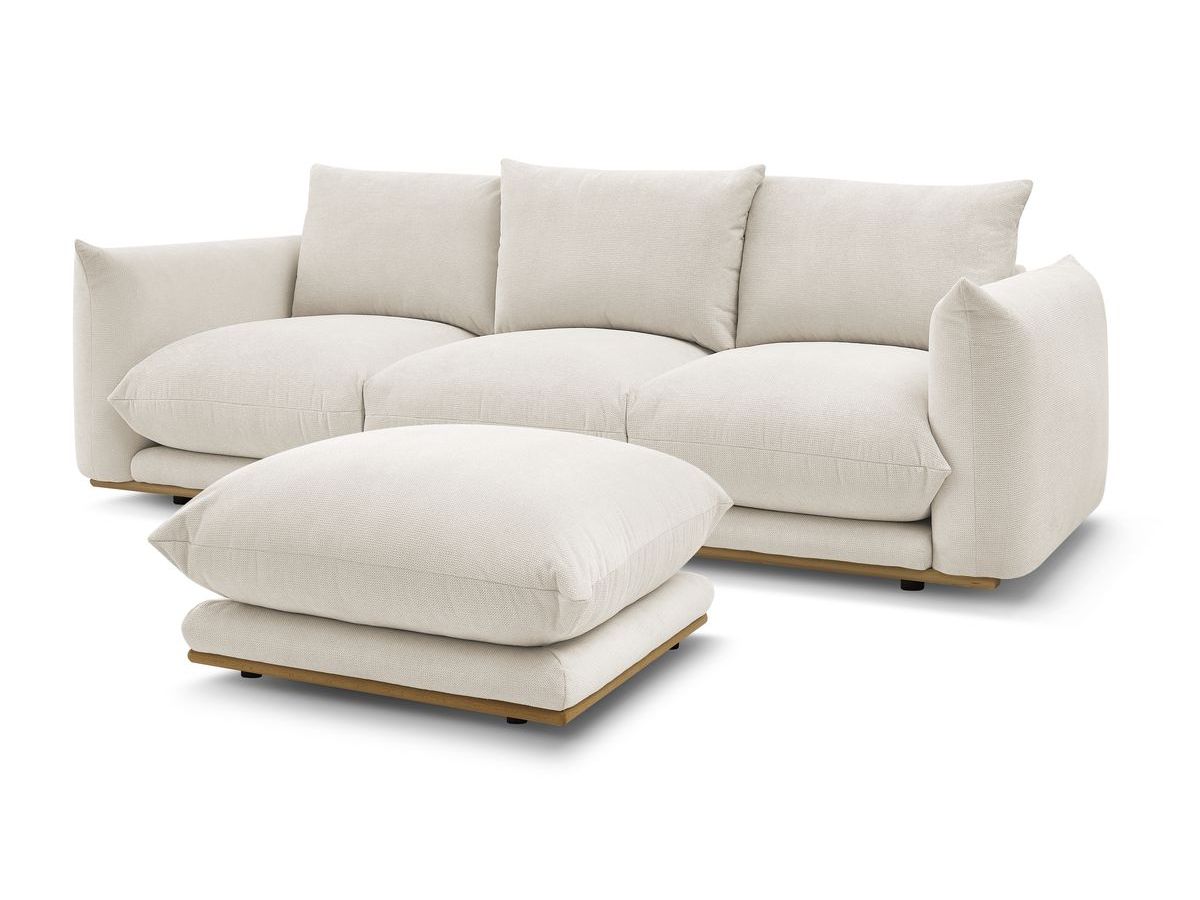 Canapé droit fixe 3 places ultra moelleux ERNEST avec pouf