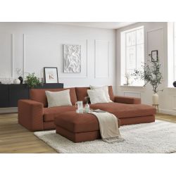 Sofa narożna LEONARD ze sztruksu z podnóżkiem