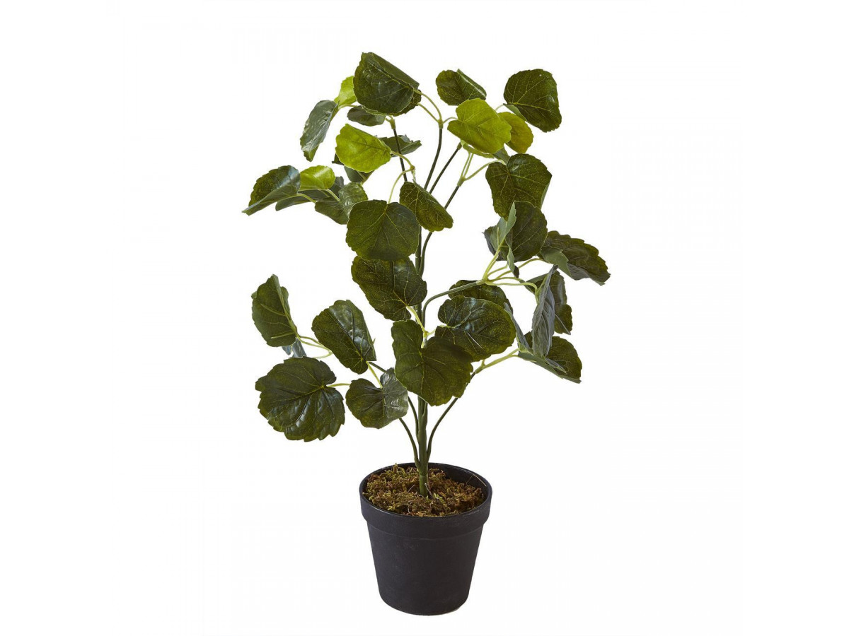 Plante artificielle en polyethylène a 42 feuilles et son pot noir Olla1