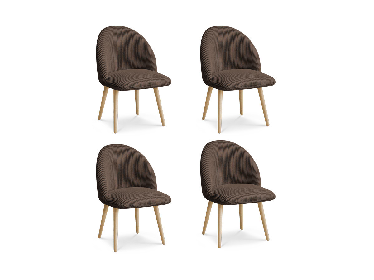 Lot de chaises LALIE tissu velours côtelé et pieds scandinaves bois