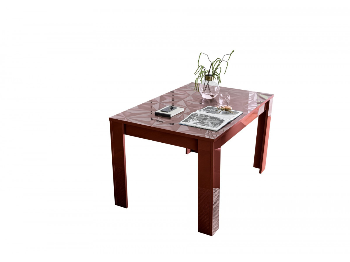 Table extensible 6-8 personnes Vione rouge laque brillant L137/185