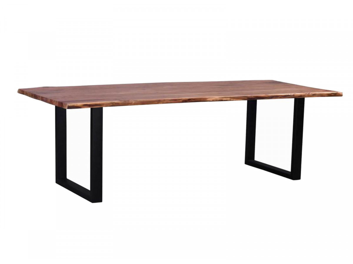 Table de repas 7-7 personnes AWA pieds carres en metal noir Table de repas 7-7 personnes AWA pieds carres en metal noir
