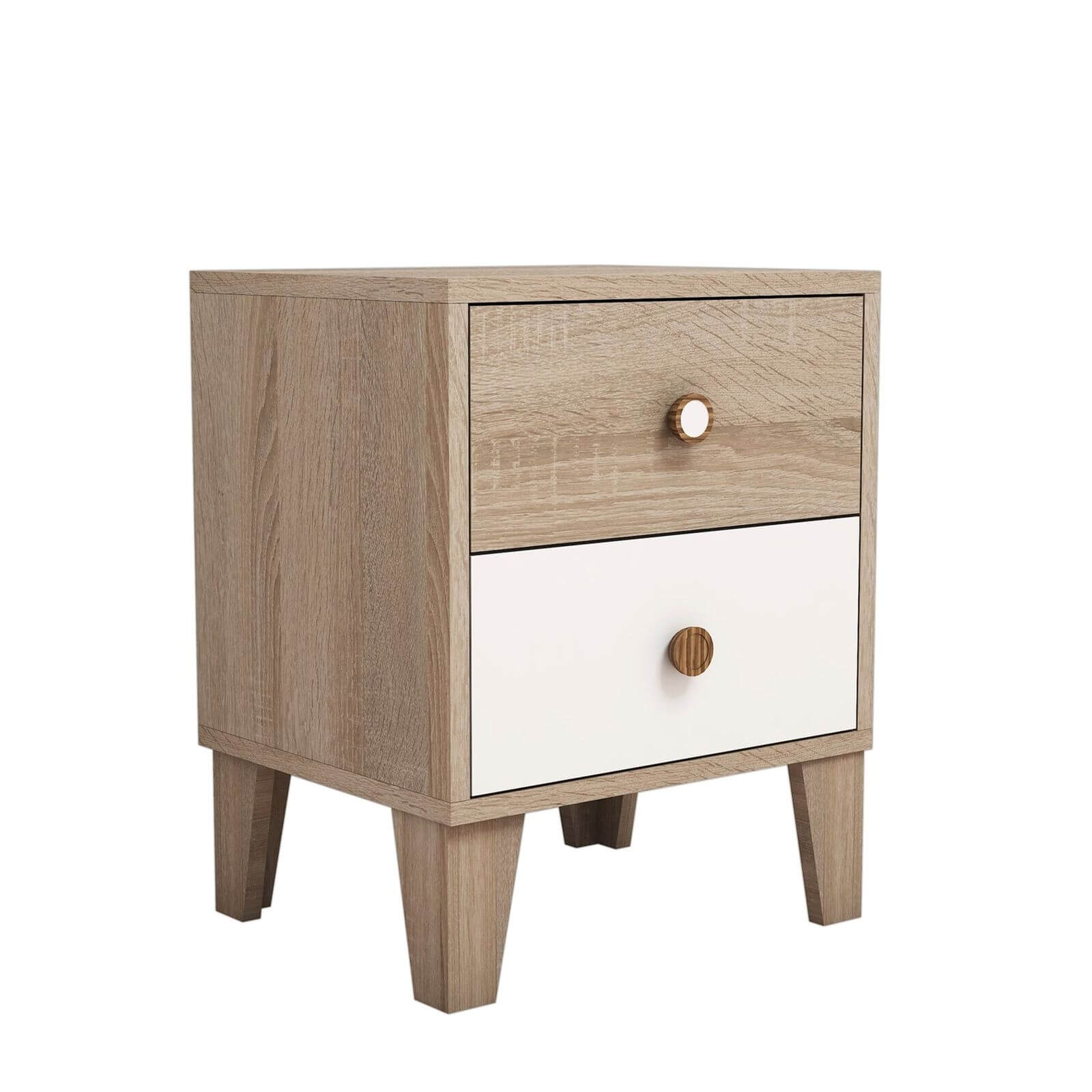 Table de nuit TEKA Blanc Bois clair BOBOCHIC