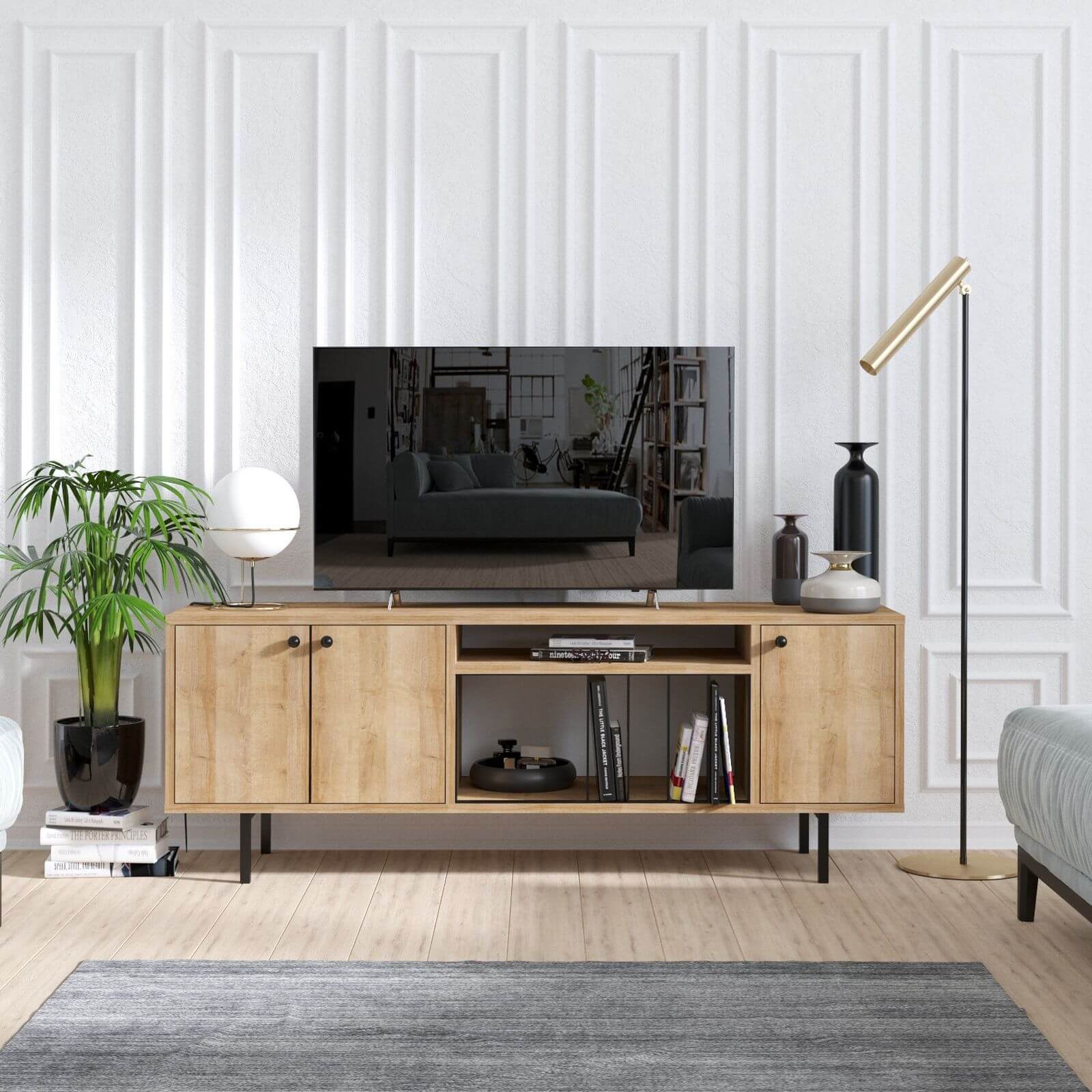 meuble tv avec foyer l�on