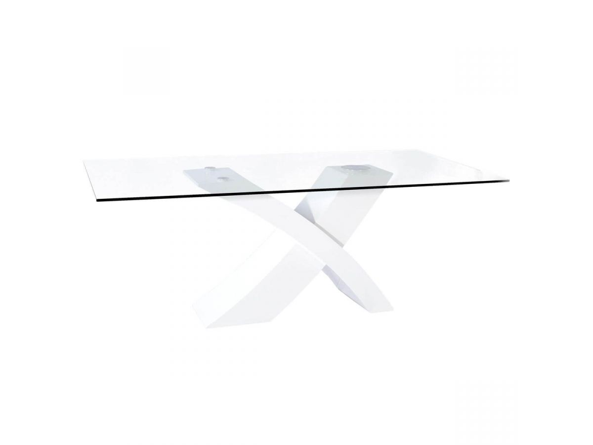 Table en verre TOSCANE 200 x 74 x 100 cm laqué blanc