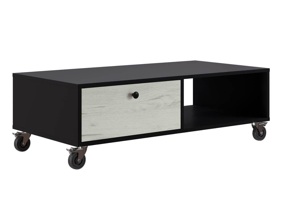 Table basse 110 cm MIAMI noir et blanc