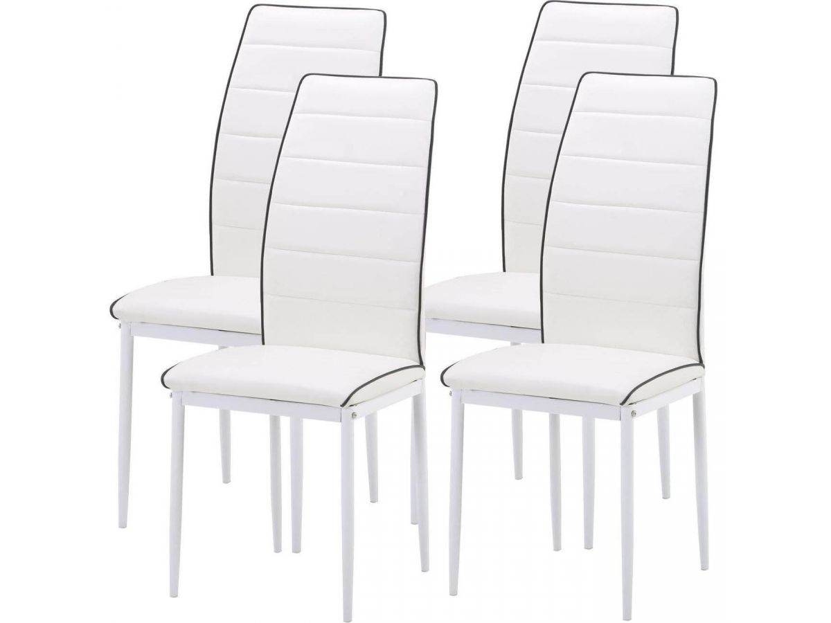 Lot de 4 chaises de table REVA blanc
