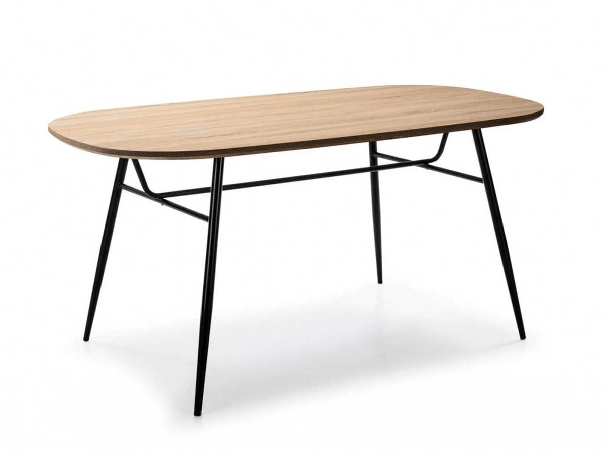 Table 160 cm KATTIO Couleur Bois chêne et Pieds métal Noir