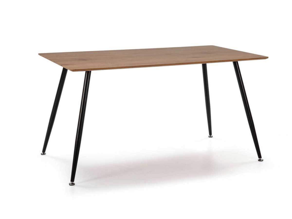 Table 140 cm TINA Couleur bois Chêne et Pieds métal Noir